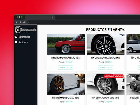 A mockup showing the product page of the Wearcar project